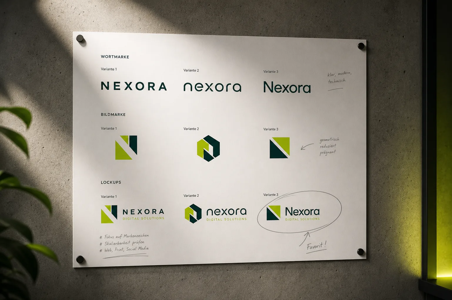 Logo-Entwurfsbogen mit mehreren Variationen einer geometrischen Marke in Schwarz und Lime
