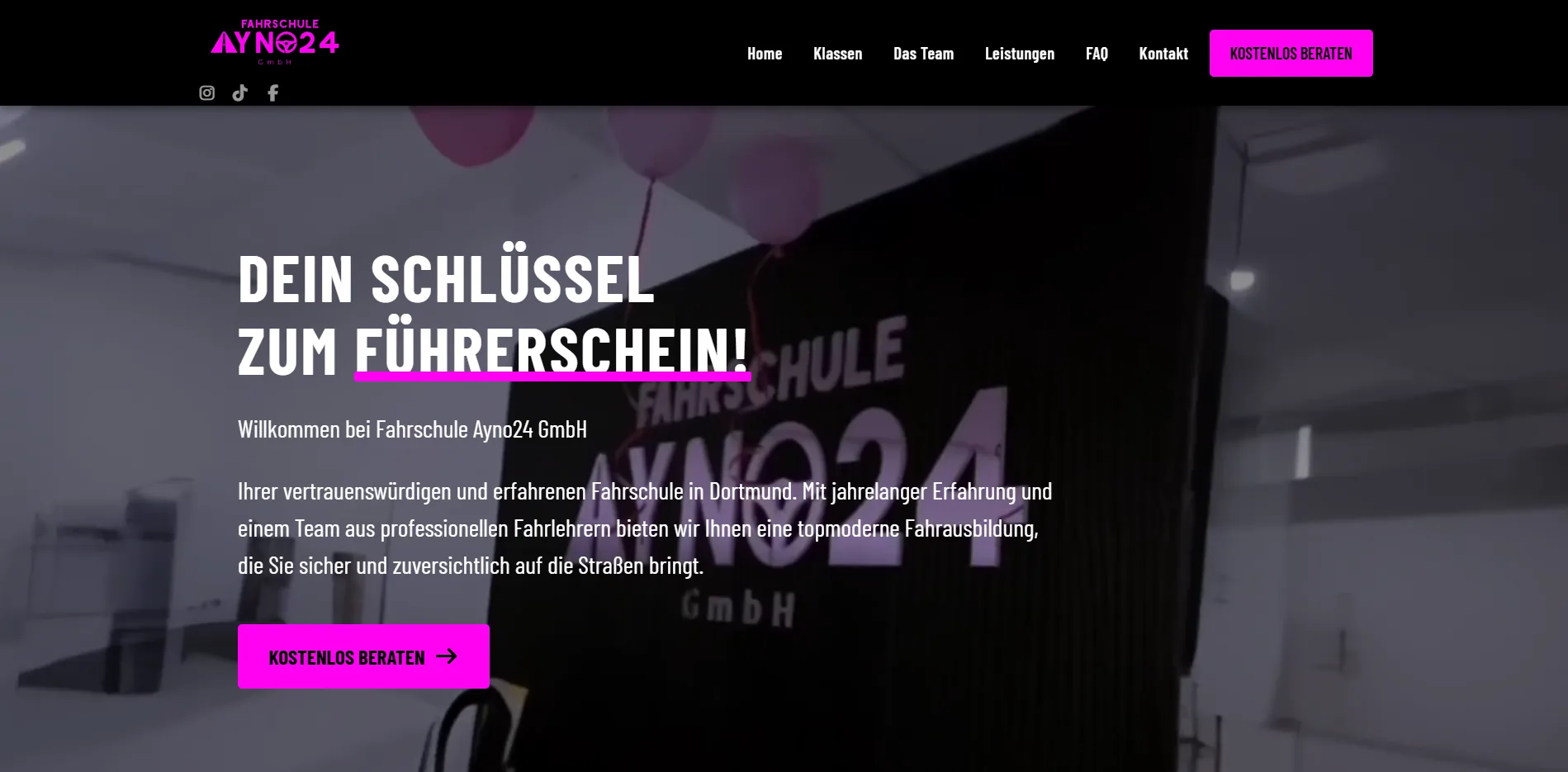Website-Startseite einer Fahrschule aus Dortmund – Online-Buchung, lokales SEO und Branding-Update