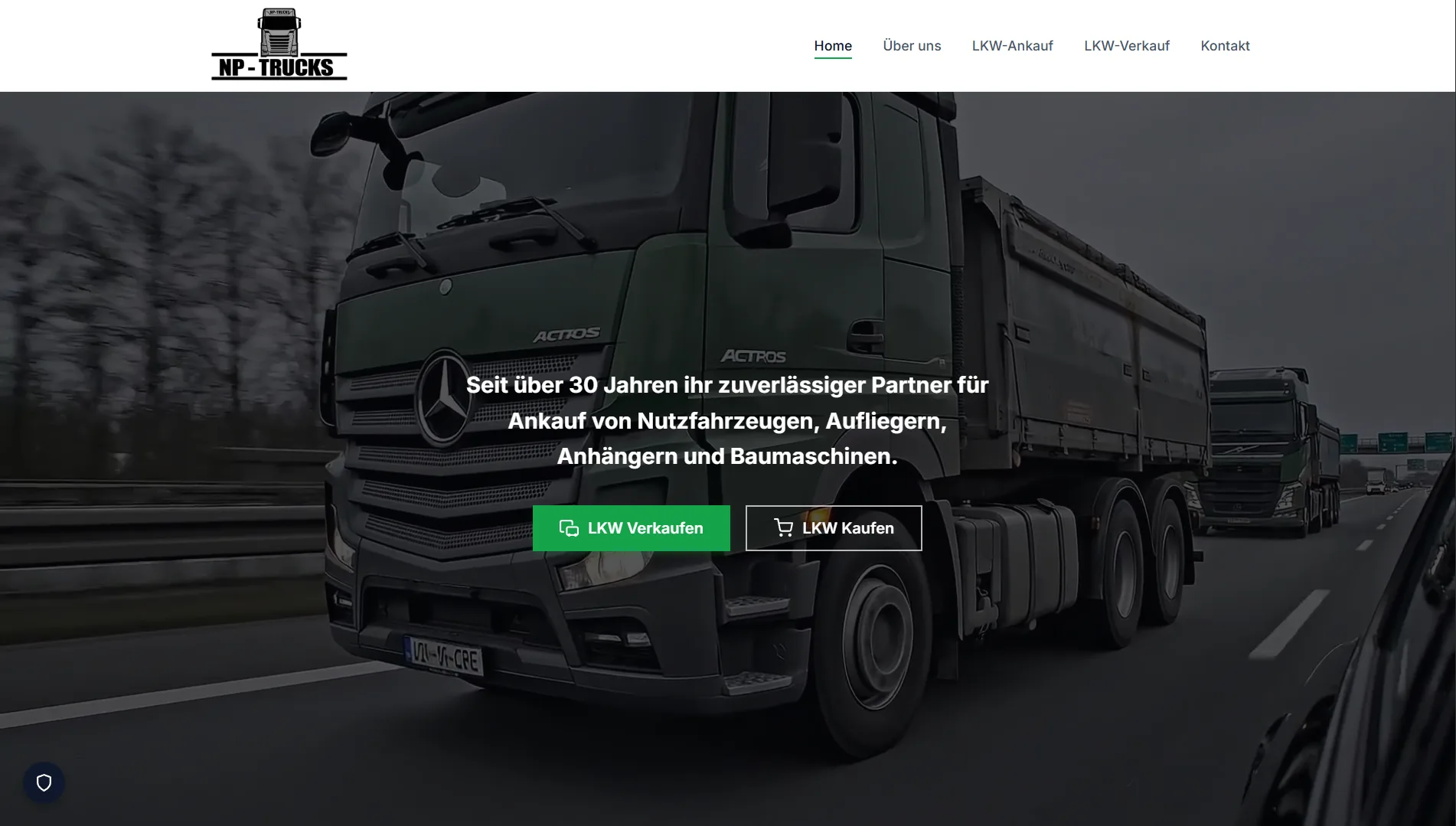 Website-Startseite eines Nutzfahrzeug-Händlers in NRW – Bestandsfilter, Detailseiten und Anfrageformular